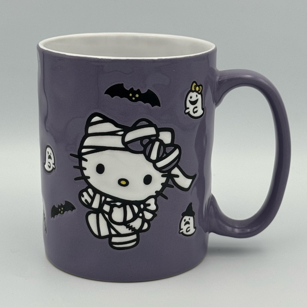 Hello Kitty Halloween Mug Purple 17oz Mummy Ghost‎ Bats Sanrio NWT